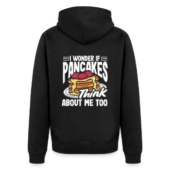 Denken Pfannkuchen Auch An Mich - Unisex Premium Bio Zip Hoodie - Schwarz - Hinten - Nico (187cm)