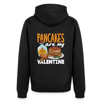 Pfannkuchen Sind Mein Valentinstag - Unisex Premium Bio Zip Hoodie - Schwarz - Hinten - Nico (187cm)
