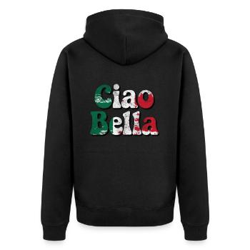 Ciao Bella - Unisex Premium Bio Zip Hoodie - Schwarz - Hinten - Nico (187cm)