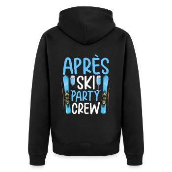 Apres Ski Party Crew - Unisex Premium Bio Zip Hoodie - Schwarz - Hinten - Nico (187cm)