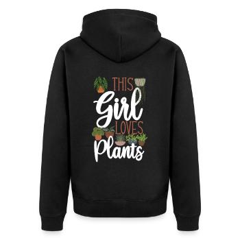 Amateur de plantes jardinière fille ceci - Veste à capuche bio Premium Unisexe - noir - Dos - Nico (187cm)