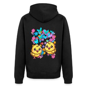 Happy Easter Flowers Chick Child Kids Baby Flower - Unisex Premium Organic Zip Hoodie - black - Back - Nico (187cm)