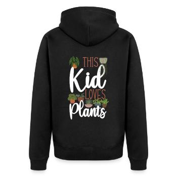 Plant Lover Gardening Kid This Kid - Unisex Premium Organic Zip Hoodie - black - Back - Nico (187cm)