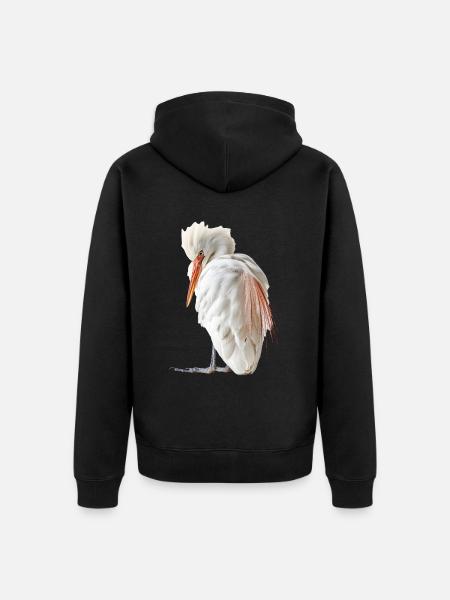 Reiher Vogel - Unisex Premium Bio Zip Hoodie - Schwarz