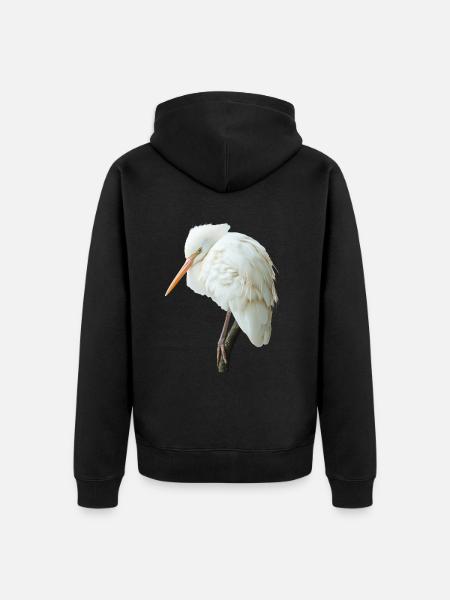 Reiher Vogel - Unisex Premium Bio Zip Hoodie - Schwarz