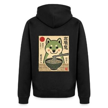 Ramen Shiba Inu Streetwear Japonais Ukiyo-E - Veste à capuche bio Premium Unisexe - noir - Dos - Nico (187cm)