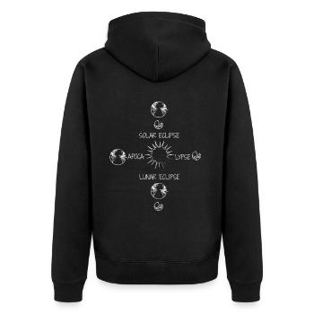 Lustige Mond und Sonnenfinsternis - Unisex Premium Bio Zip Hoodie - Schwarz - Hinten - Nico (187cm)