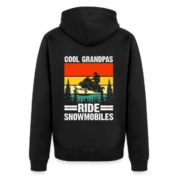 Snowmobile Dad Grandpa - Cool Grandpa Ride Snowmobile - Unisex Premium Organic Zip Hoodie - black - Back - Nico (187cm)