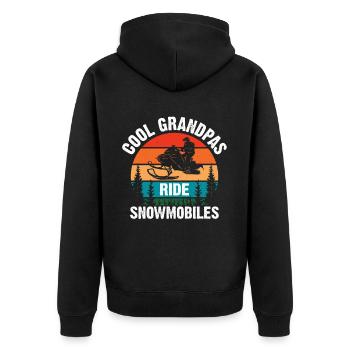 Snowmobile Dad Grandpa - Cool Grandpa Ride Snowmobile - Unisex Premium Organic Zip Hoodie - black - Back - Nico (187cm)