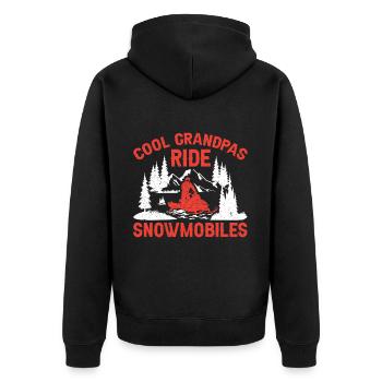 Snowmobile Dad Grandpa - Cool Grandpa Ride Snowmobile - Unisex Premium Organic Zip Hoodie - black - Back - Nico (187cm)