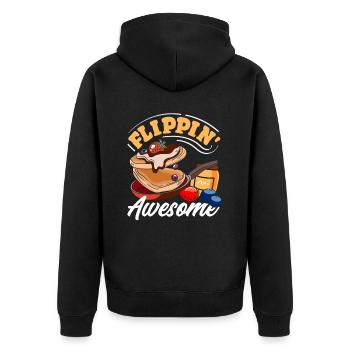 Enjoy Flippin' Awesome Pancakes - Unisex Premium Organic Zip Hoodie - black - Back - Nico (187cm)