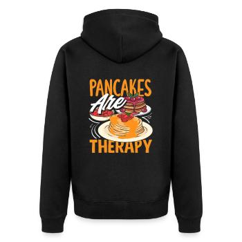 Pancakes are therapy enjoyment - Unisex Premium Organic Zip Hoodie - black - Back - Nico (187cm)