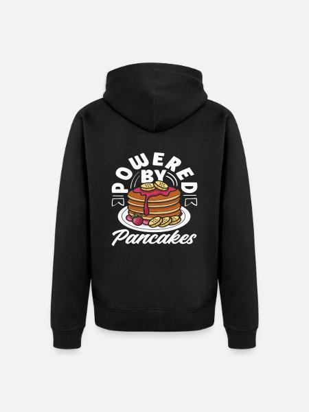 Powered by Pancakes Enjoyment - Unisex Premium Organic Zip Hoodie - black