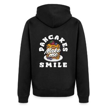 Pfannkuchen Machen Mich Lächeln - Unisex Premium Bio Zip Hoodie - Schwarz - Hinten - Nico (187cm)