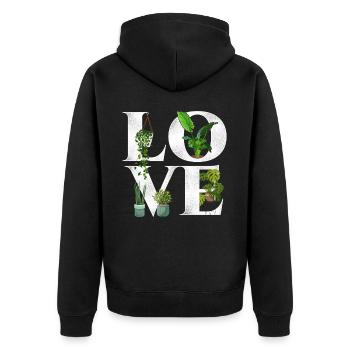 Amoureux des plantes Jardinage Amour - Veste à capuche bio Premium Unisexe - noir - Dos - Nico (187cm)