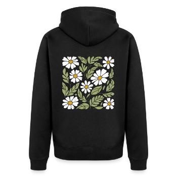 Gänseblümchen Blumen - Unisex Premium Bio Zip Hoodie - Schwarz - Hinten - Nico (187cm)