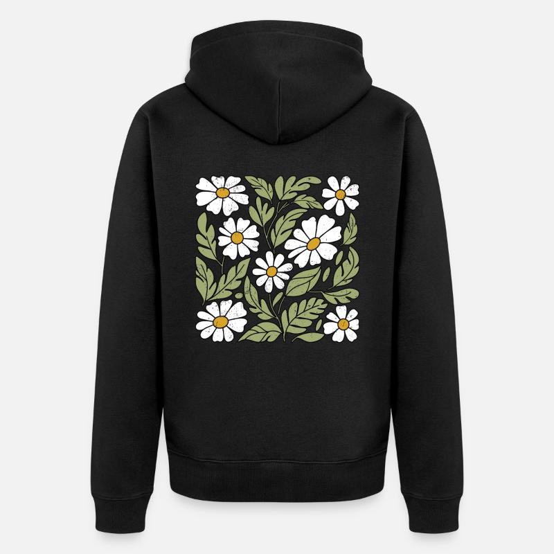 Gänseblümchen Blumen - Unisex Premium Bio Zip Hoodie - Schwarz