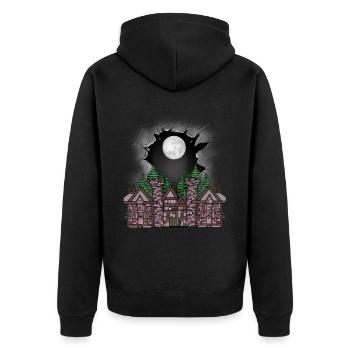 Mittelalter Burg Festung Kinder Kind Märchen - Unisex Premium Bio Zip Hoodie - Schwarz - Hinten - Nico (187cm)