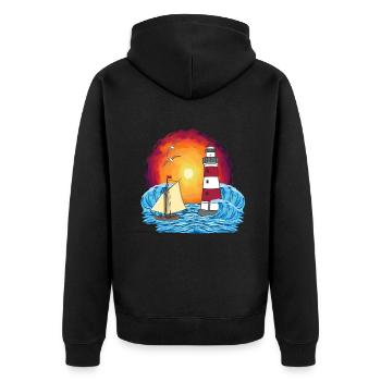 maritime sailing ship lighthouse ship ships - Unisex Premium Organic Zip Hoodie - black - Back - Nico (187cm)