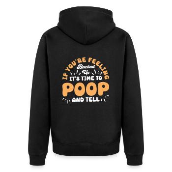 Funny Cooped Me Bathroom Meme - Unisex Premium Organic Zip Hoodie - black - Back - Nico (187cm)