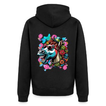 Printemps Eté Cheval Chevaux Cavalier Enfants - Veste à capuche bio Premium Unisexe - noir - Dos - Nico (187cm)