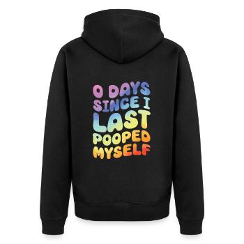 Funny Cooped Me Bathroom Meme - Unisex Premium Organic Zip Hoodie - black - Back - Nico (187cm)