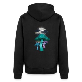 mystisch Wald Pilze Natur Naturliebhaber Halloween - Unisex Premium Bio Zip Hoodie - Schwarz - Hinten - Nico (187cm)