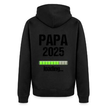 Papa 2025 Geschenk Männer Herren Vater Schwanger - Unisex Premium Bio Zip Hoodie - Schwarz - Hinten - Nico (187cm)