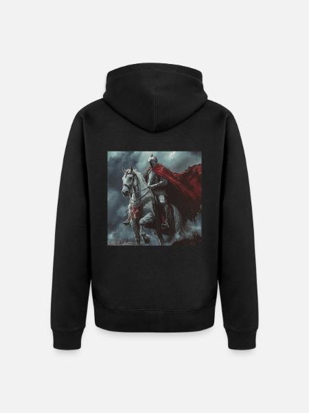 Ritter auf Pferd - Unisex Premium Bio Zip Hoodie - Schwarz