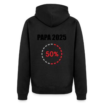 Papa 2025 Geschenk Männer Herren Vater Schwanger - Unisex Premium Bio Zip Hoodie - Schwarz - Hinten - Nico (187cm)