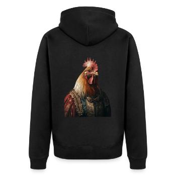 Huhn - Unisex Premium Bio Zip Hoodie - Schwarz - Hinten - Nico (187cm)