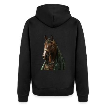 Pferd - Unisex Premium Bio Zip Hoodie - Schwarz - Hinten - Nico (187cm)