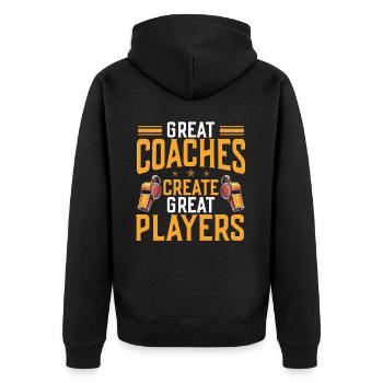 Trainer Geschenke Coach Geschenkidee - Unisex Premium Bio Zip Hoodie - Schwarz - Hinten - Nico (187cm)