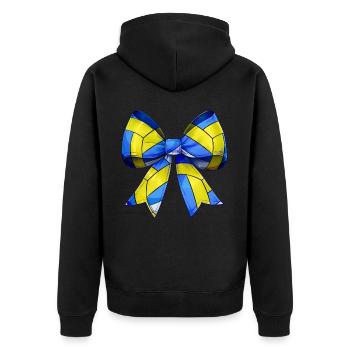 Coquette Schleife Volleyball Muster Mothers Day - Unisex Premium Bio Zip Hoodie - Schwarz - Hinten - Nico (187cm)