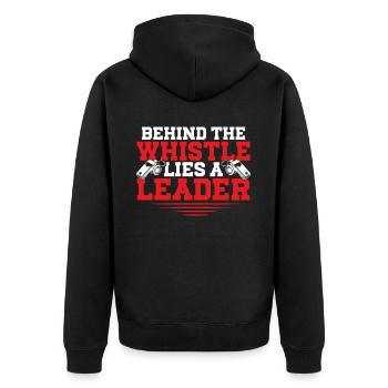 Trainer Geschenke Coach Geschenkidee - Unisex Premium Bio Zip Hoodie - Schwarz - Hinten - Nico (187cm)