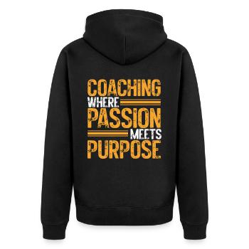 Trainer Geschenke Coach Geschenkidee - Unisex Premium Bio Zip Hoodie - Schwarz - Hinten - Nico (187cm)