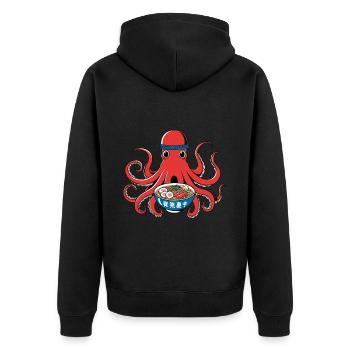 Poulpe Ramen Nouilles Japon Style Rétro - Veste à capuche bio Premium Unisexe - noir - Dos - Nico (187cm)