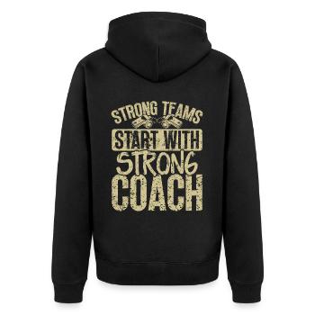 Trainer Geschenke Coach Geschenkidee - Unisex Premium Bio Zip Hoodie - Schwarz - Hinten - Nico (187cm)