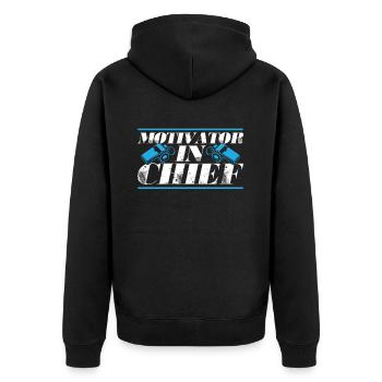 Trainer Geschenke Coach Geschenkidee - Unisex Premium Bio Zip Hoodie - Schwarz - Hinten - Nico (187cm)