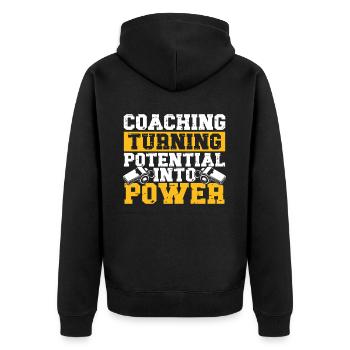 Trainer Geschenke Coach Geschenkidee - Unisex Premium Bio Zip Hoodie - Schwarz - Hinten - Nico (187cm)
