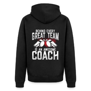 Trainer Geschenke Coach Geschenkidee - Unisex Premium Bio Zip Hoodie - Schwarz - Hinten - Nico (187cm)