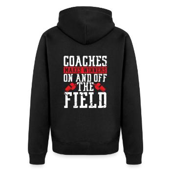 Trainer Geschenke Coach Geschenkidee - Unisex Premium Bio Zip Hoodie - Schwarz - Hinten - Nico (187cm)