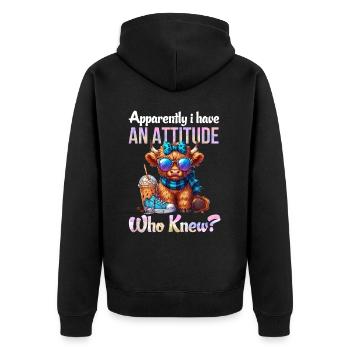 Scottish Highland Cow Scotland Farm - Unisex Premium Organic Zip Hoodie - black - Back - Nico (187cm)