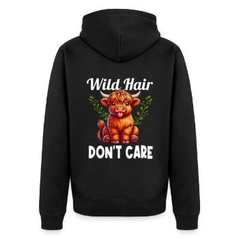 Scottish Highland Cow Scotland Farm - Unisex Premium Organic Zip Hoodie - black - Back - Nico (187cm)