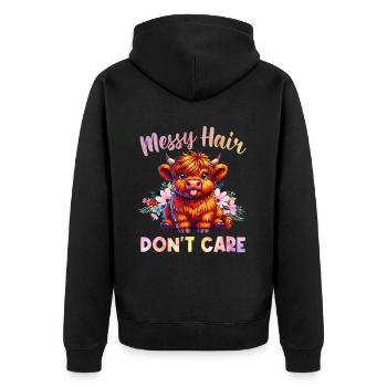 Scottish Highland Cow Scotland Farm - Unisex Premium Organic Zip Hoodie - black - Back - Nico (187cm)