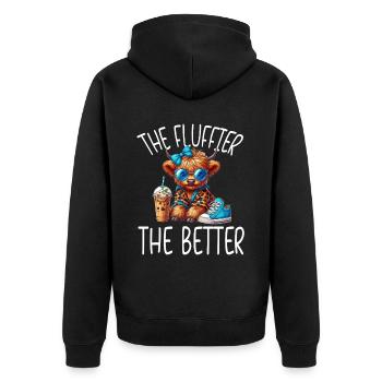 Scottish Highland Cow Scotland Farm - Unisex Premium Organic Zip Hoodie - black - Back - Nico (187cm)