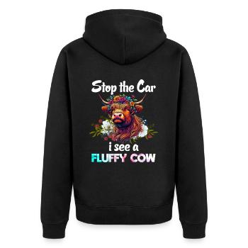 Scottish Highland Cow Scotland Farm - Unisex Premium Organic Zip Hoodie - black - Back - Nico (187cm)