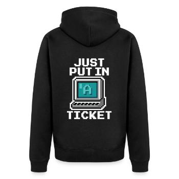 Just Put In A Ticket Pixel - Unisex Premium Organic Zip Hoodie - black - Back - Nico (187cm)