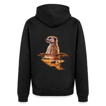 Suricates dans la savane – Faune africaine - Veste à capuche bio Premium Unisexe - noir - Dos - Nico (187cm)