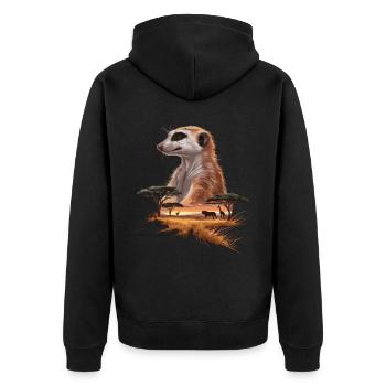 Suricate et savane Art de la faune africaine - Veste à capuche bio Premium Unisexe - noir - Dos - Nico (187cm)